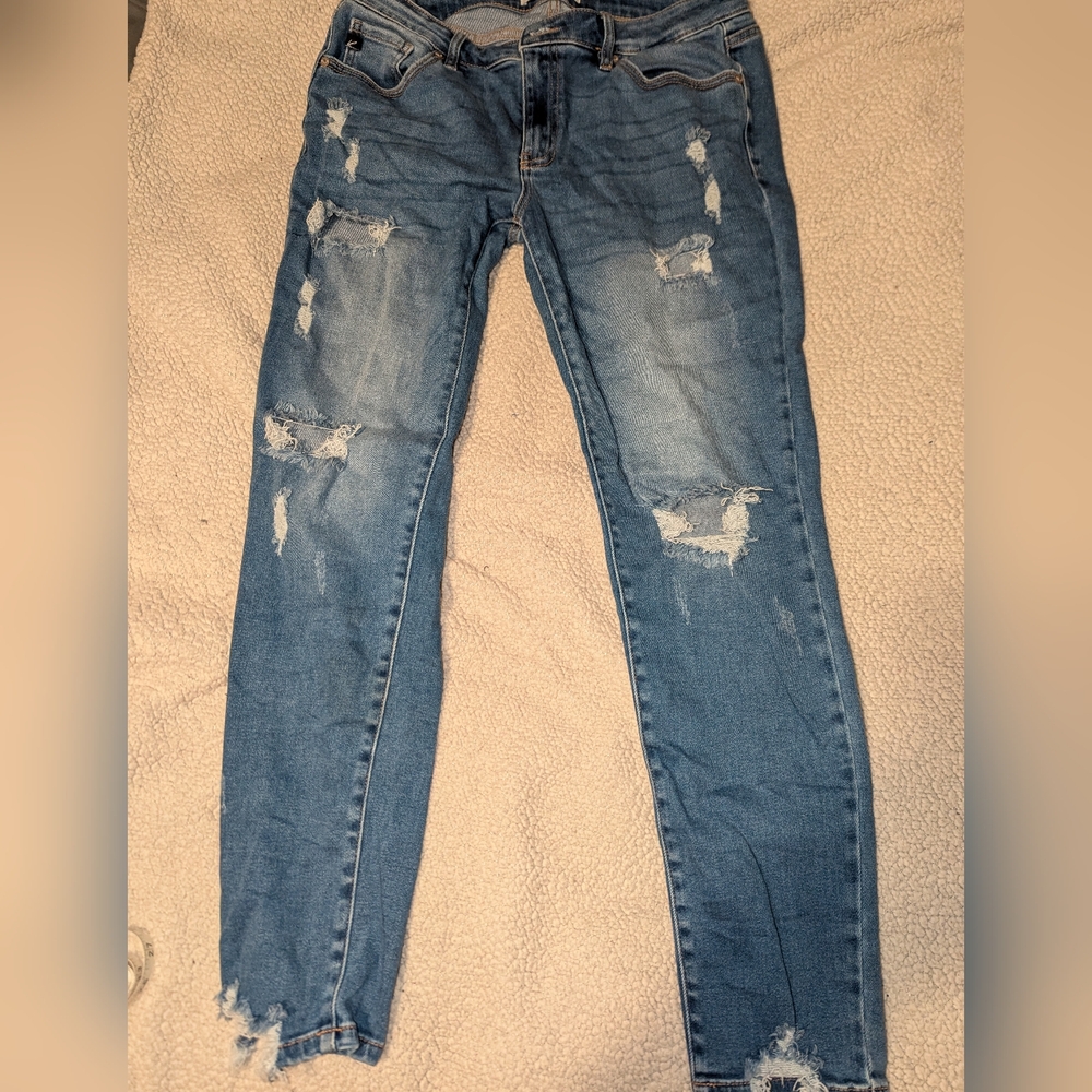 KanCan Blue Skinny Jeans with Distressed Details